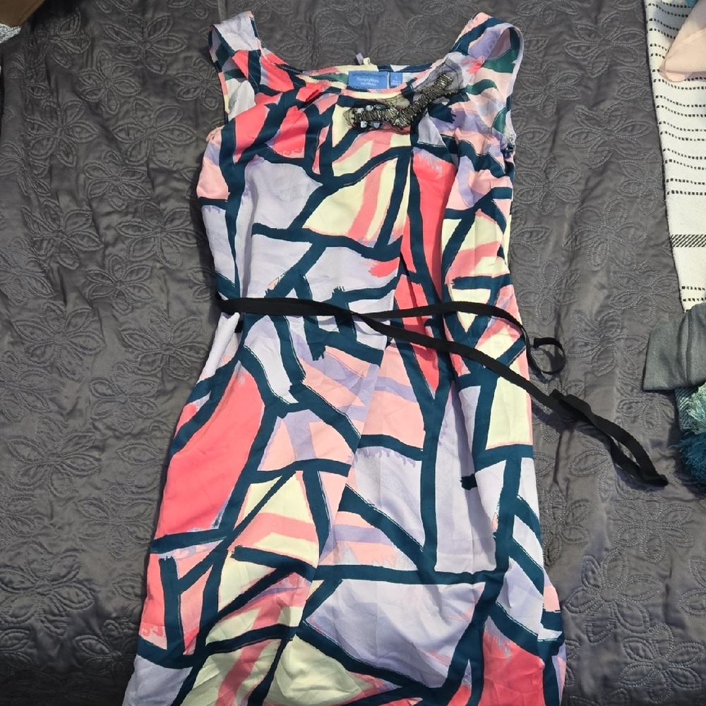 Simply Vera Vera Wang Asymmetrical Dress - Pink, Blue, Cream